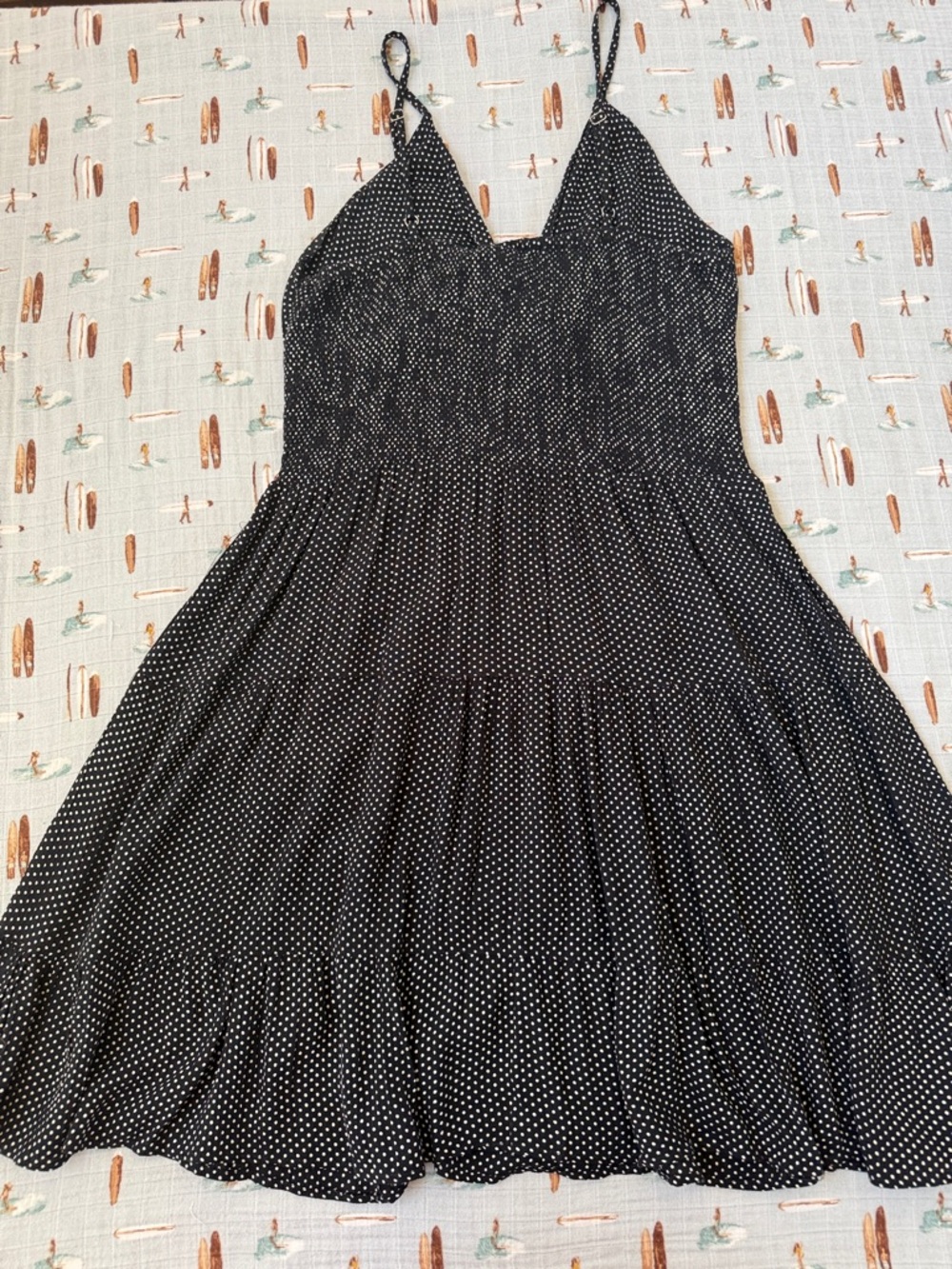 Angie Black Polka Dot Midi Dress with Twist Front EUC - Picture 8 of 10